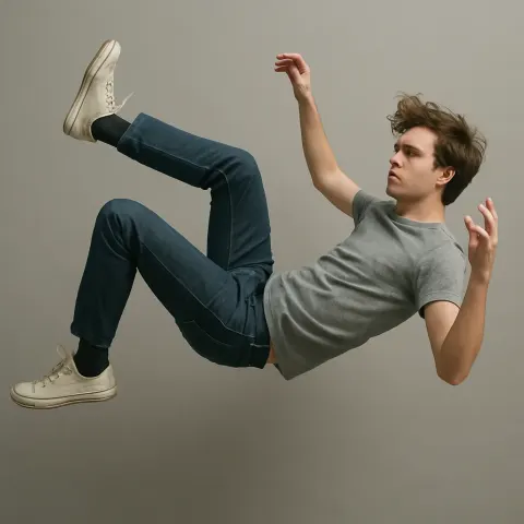 Figure Floating Motionlessly in Empty Space