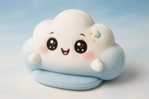 Chibi-style Plush Wrist Rest Shaped Like a Cloud