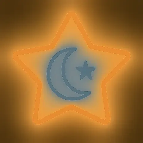 Star-shaped Outline with an Orange Border Containing a Gray Crescent