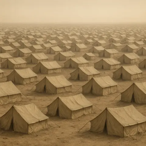 Countless Individual Tents of a Sprawling Refugee Camp Create
