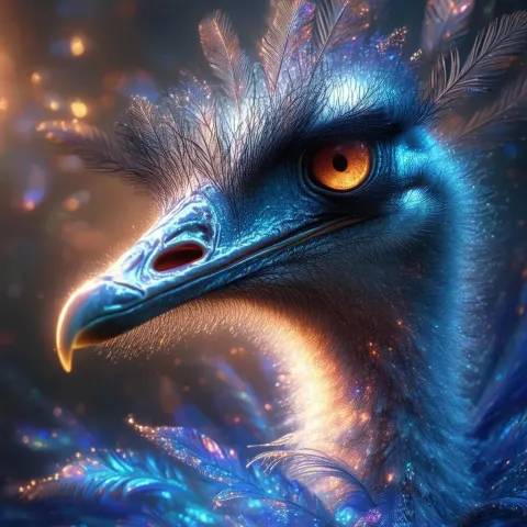 Regal Ostrich Face in Fantasy Chiaroscuro