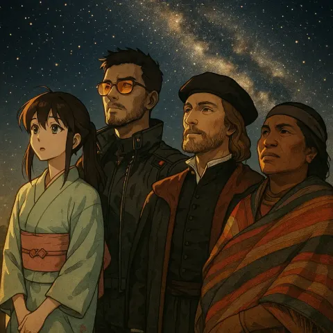 Four Disparate Figures—anime-styled in Silk