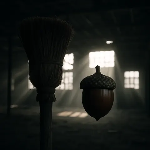 Two Disparate Remnants—a Weathered Broom Displaying a Traditional Rounded Besom