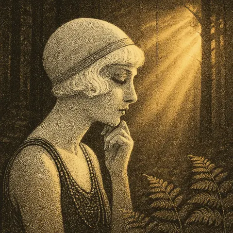1920s Flapper-styled Figure with Pure White Hair