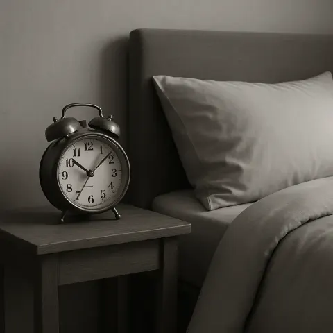 Tranquil Grayscale Image Showcasing a Tidy Bedroom Setup