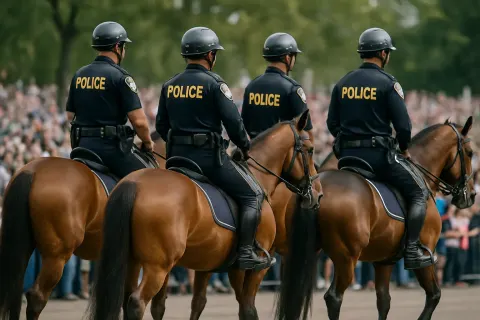Police Officers on Horseback in a Public Event