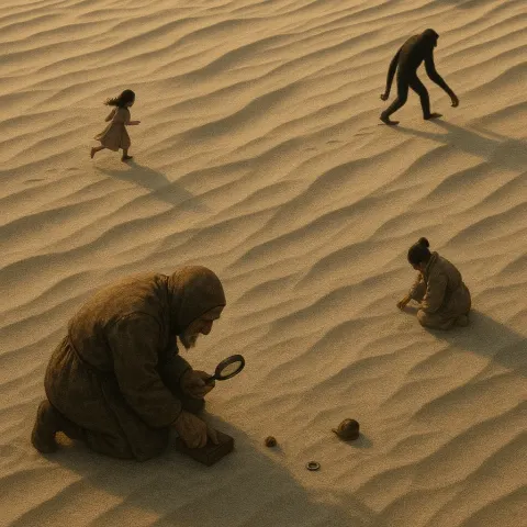 Vast Sand Dunes Rippled by Wind at Sunset Display