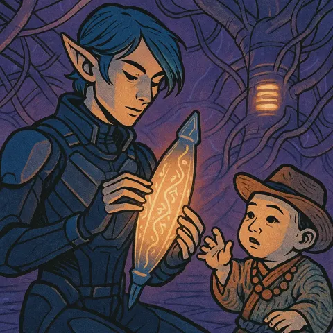 Young Adult with Elfin-pointed Ears and Vibrant Blue Hair