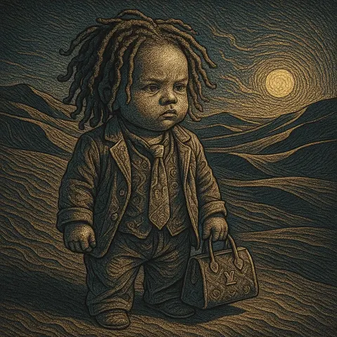 Infant Exuding the Unexpected Gravitas of a Bohemian Business Tycoon—complete