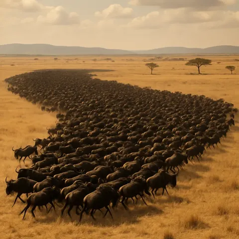 Vast Herd of Wildebeest