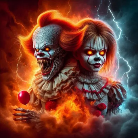 Mutated Pennywise and Annabelle Horror Fusion