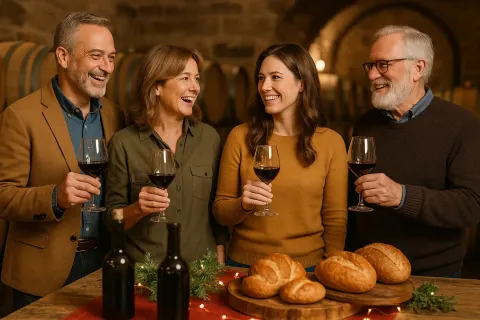 Group of People Gathered in a Winery