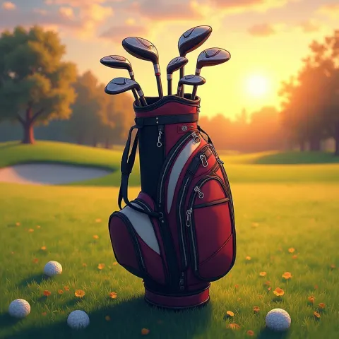 Golf Bag Glowing in Painterly Sunset