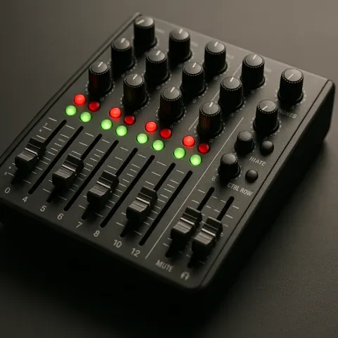 Compact Audio Mixing Console with Multiple Sliders