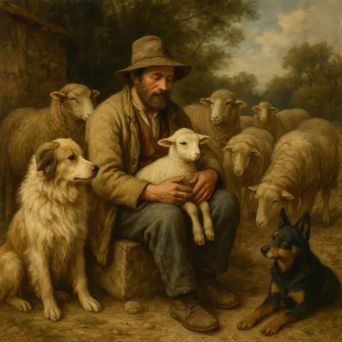 Shepherd Seated with a Lamb on His Lap