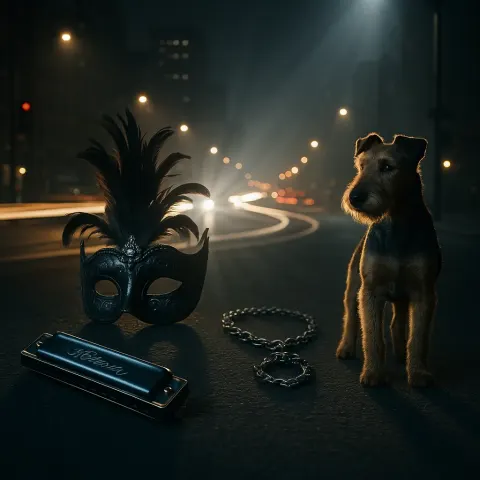 Against the Backdrop of a Busy Urban Intersection at Night