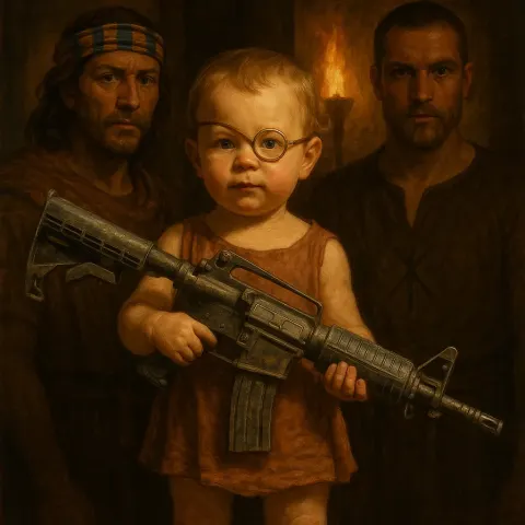 Monocled Bronze Age Toddler Confidently Showcases a Battle-worn Anachronistic Assault