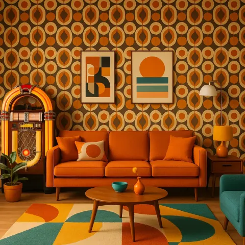 Modern Living Room with Retro Decor