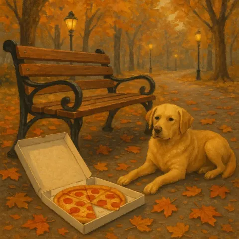 Inviting Park Setting with a Dog Resting Next