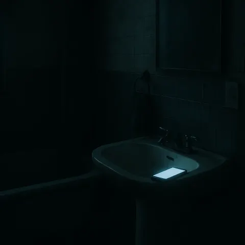 Neglected Cell Phone Emits a Faint Glow near the Sink