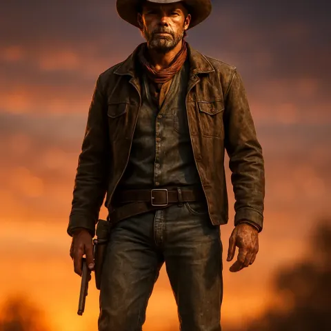 Highly Detailed and Photorealistic Depiction of a Solitary Cowboy
