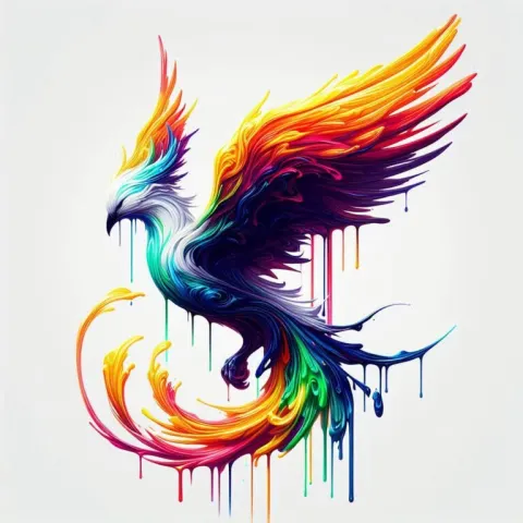 Rainbow Phoenix with Melting Colors