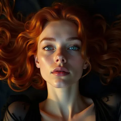Red Curled Beauty Gazing From Above