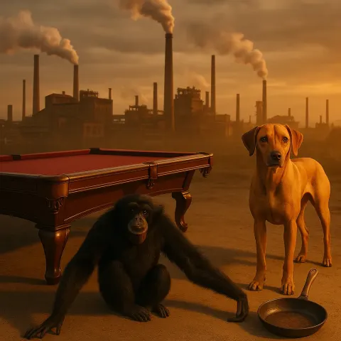 Against a Backdrop of Gritty Factories with Billowing Smokestacks