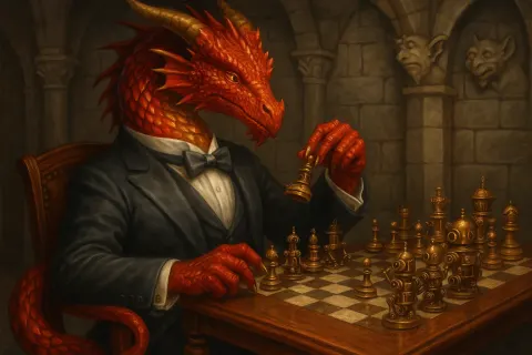 Regal Crimson Dragon with Gleaming Scales That Resemble Molten Lava