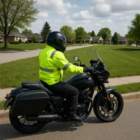 Person Wearing a Motorcycle Helmet