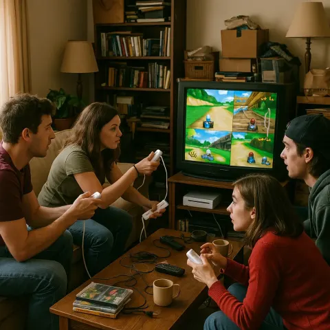 People Playing Video Games on a Wii Console