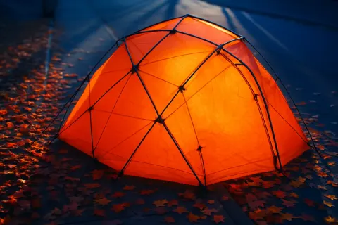 Single Bright Orange Mountain Tent