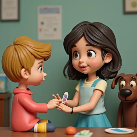 Claymation Band Aid Moment With Guilty Dog