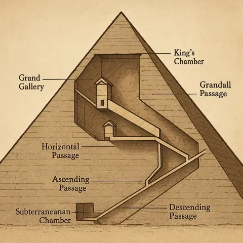 Illustrated Cross-section Depicting the Internal Rooms and Corridors