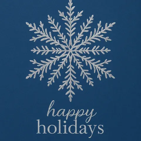 Blue and Silver Holiday Card with a Snowflake Design
