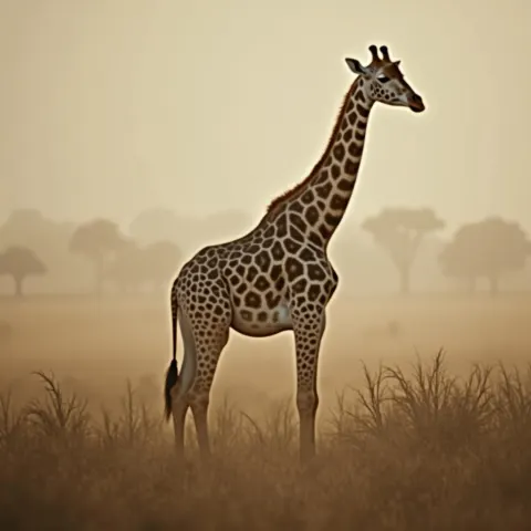 Grainy Giraffe in Muted Savanna Dust