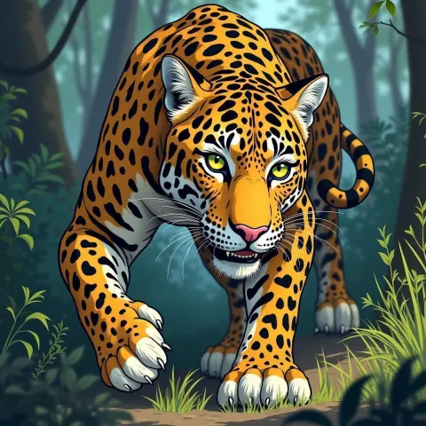 Scarred Manga Leopard Stalking Glowing Eyed Prey