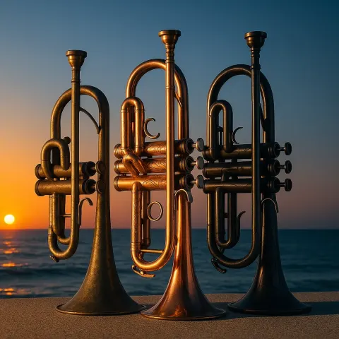 Three Distinct Cornets—the First Displaying a Vintage Oxidized Patina