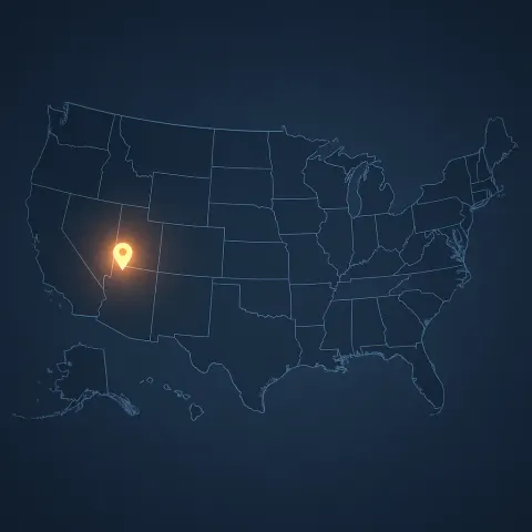 Depiction of the United States Featuring a Radiant Indicator