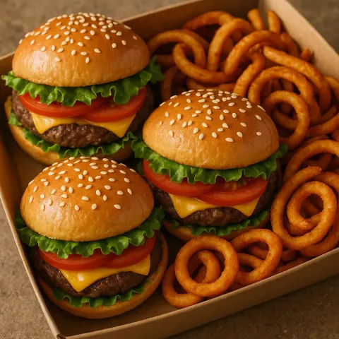 Detailed View of a Cardboard Container Filled with Curly Fries