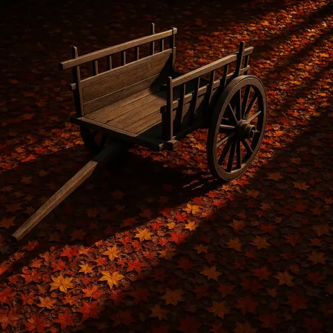 Precisely Contoured Oxcart Rests Serenely on a Carpet of Vibrant