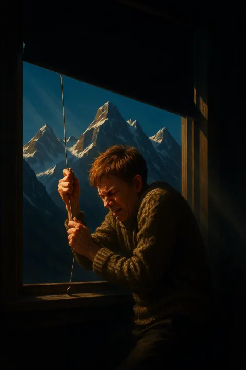 Against a Majestic Panorama of Jagged Snow-capped Peaks Repeating Rhythmically