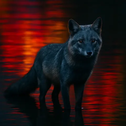 Vivid Colors Reflected on a Calm Water Surface Form