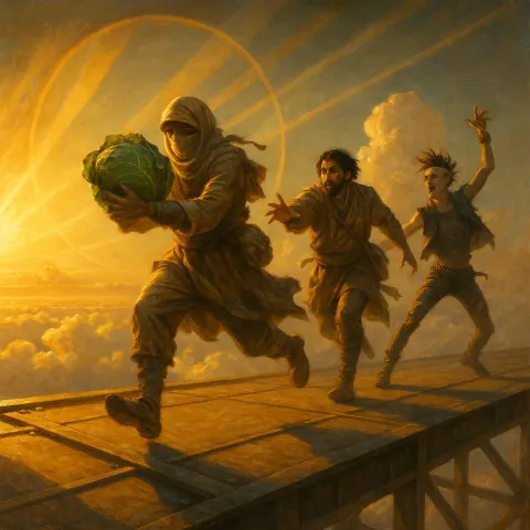 Veiled Explorer in Rugged Post-apocalyptic Attire Sprints
