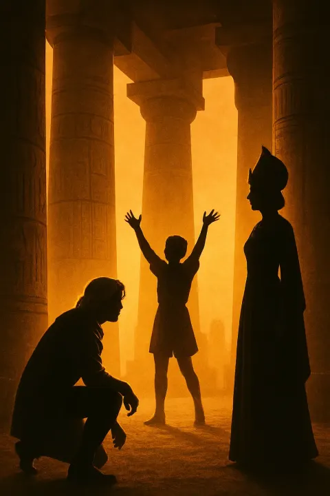 Amidst Massive Stone Columns Deeply Etched with Ancient Symbols