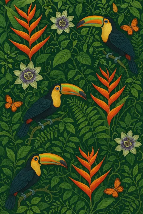 Engaging Botanical Textile Design Inspired by the Vibrant Rainforests