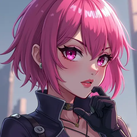 Pink Haired Vi in Bold Manga Style