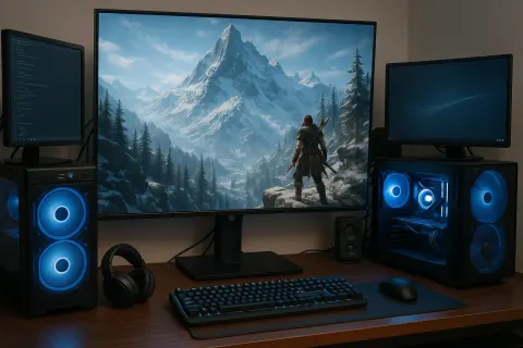 Computer Setup Featuring Multiple Monitors