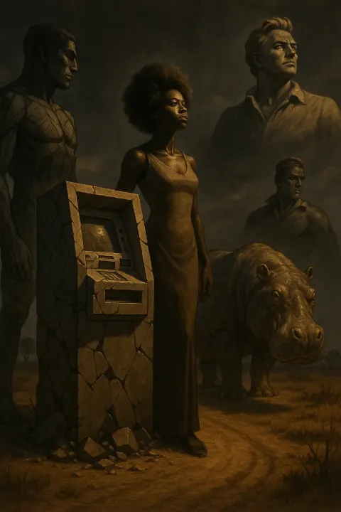 Dramatic Uplighting Sculpts an Elegant Afro-haired Woman