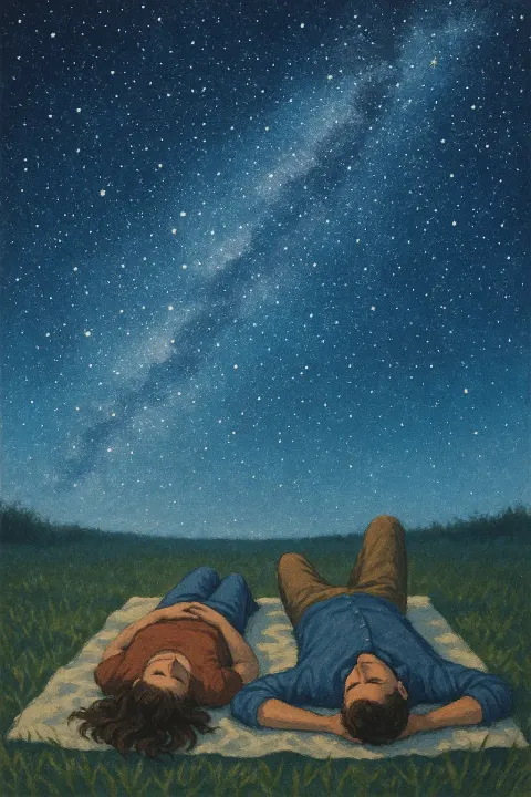 On a Soft Blanket Spread Across a Lush Meadow